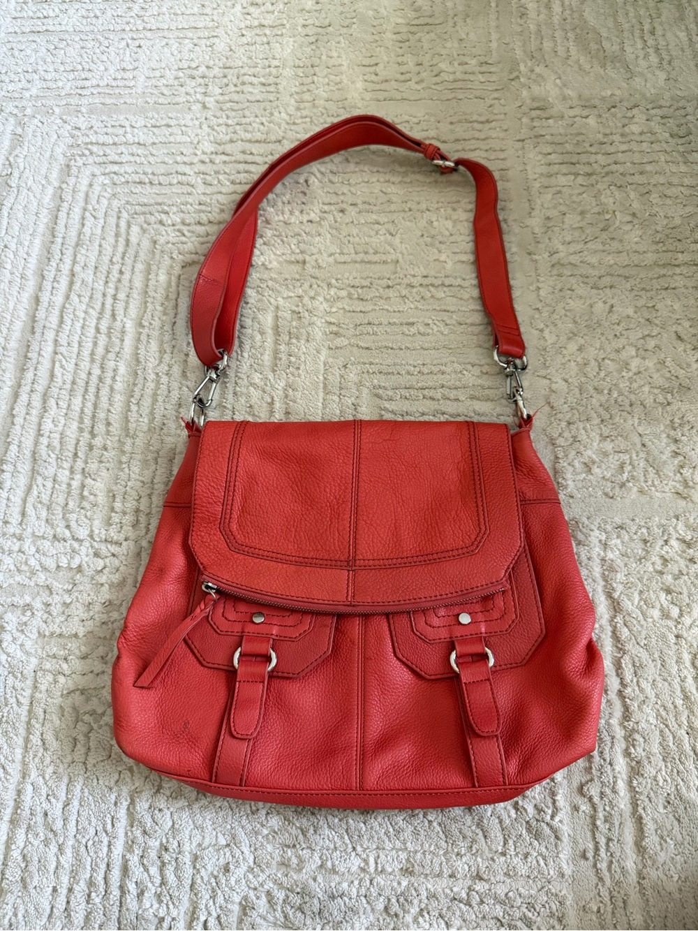 The Sak Coral Pink Leather Shoulder Crossbody Bag